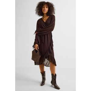Ruby wikkeljurk met rushes donkerbruin