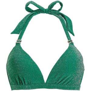 BEACHWAVE voorgevormde halter bikinitop met lurex groen