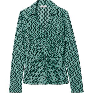 Cache Cache blouse met all over print en plooien groen/ zwart
