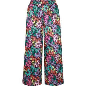 FLURESK gebloemde wide leg broek Marliya zwart/ felroze