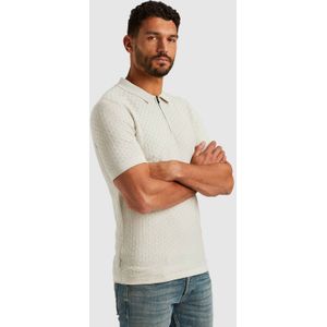 Cast Iron gebreide slim fit polo ecru