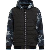 WE Fashion softshell jas met camouflageprint zwart/grijs/blauw