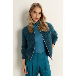 Claudia Sträter vest petrol gebreid