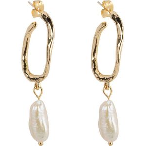 Club Manhattan oorbellen Pearl Hoops goudkleurig