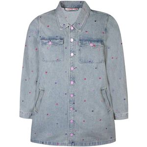 Anyday spijkerjasje met all over print en borduursels light blue denim