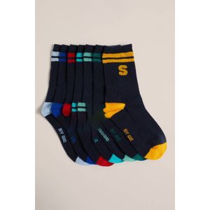 WE Fashion sokken - set van 7 donkerblauw/multicolor