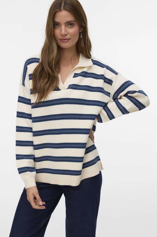 VERO MODA gestreepte pullover ecru