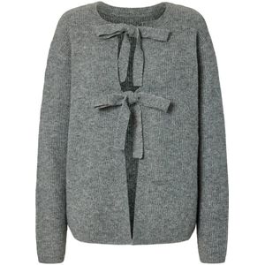 PIECES Curve gebreid vest grijs melange