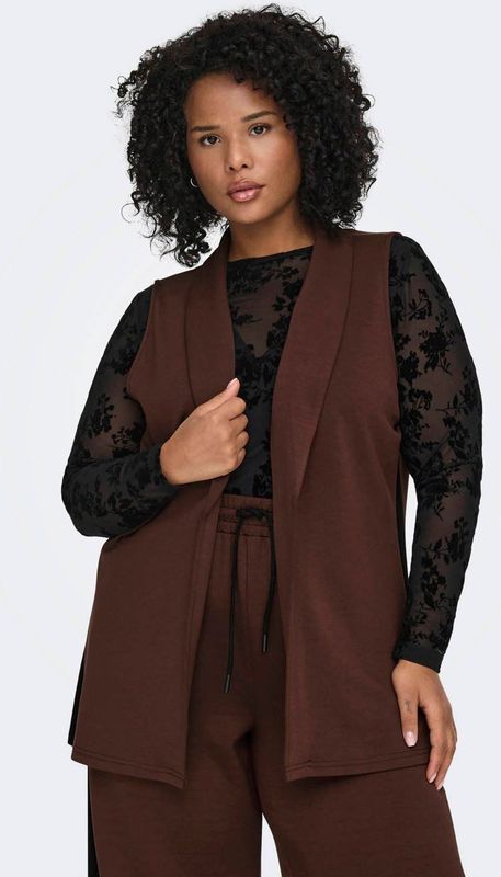 ONLY CARMAKOMA gilet donkerbruin
