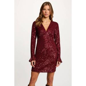 Morgan jurk met pailletten donkerrood