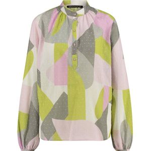 Expresso blousetop met all over print en textuur grijs/limegroen/roze