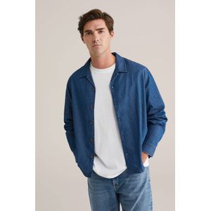 WE Fashion Blue Ridge - Overhemd - Blauw - Boxy Pasvorm - Lange Mouwen