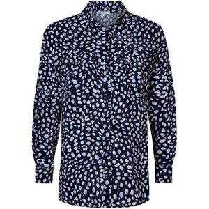 Miss Etam blouse met all over print donkerblauw/wit