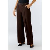 OUI wide leg regular waist broek bruin