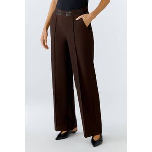 OUI wide leg regular waist broek bruin