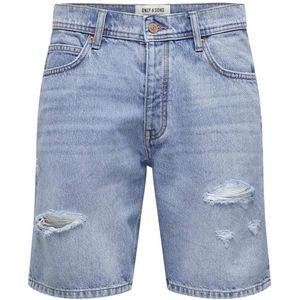 ONLY & SONS regular fit denim short ONSEDGE light blue denim