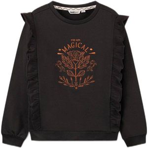 Moodstreet sweater met printopdruk zwart/oranje