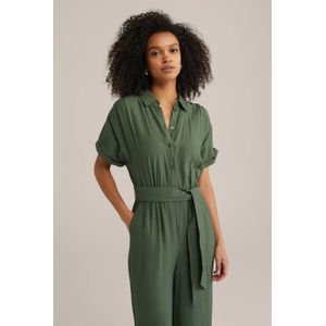 WE Fashion straight jumpsuit donkergroen