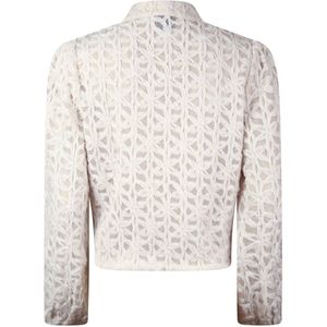 Poools - Blouse - Ecru - Knoopsluiting - Lange Mouwen - All Over Print