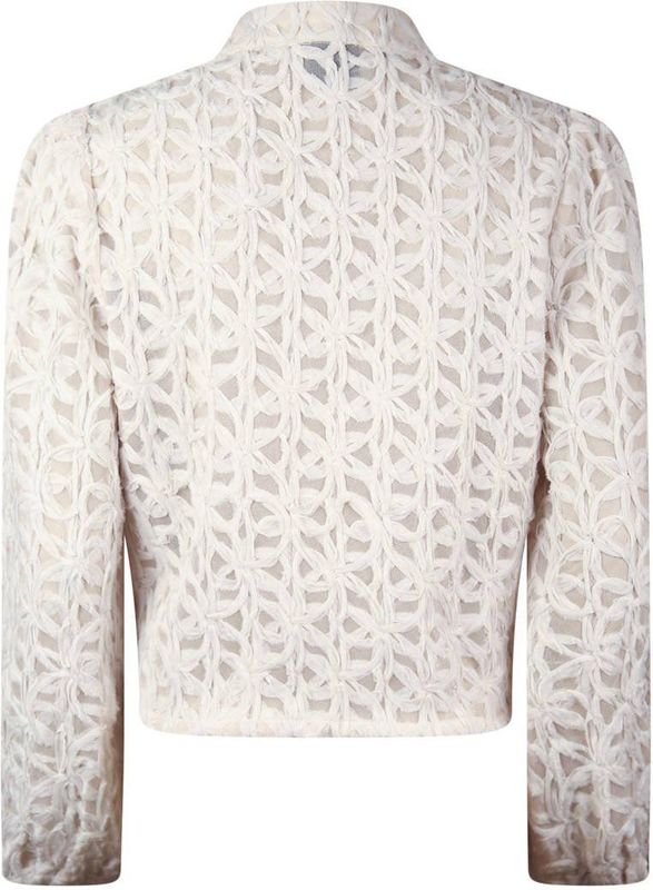 Poools - Blouse - Ecru - Knoopsluiting - Lange Mouwen - All Over Print