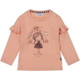 Dirkje longsleeve met printopdruk en ruches roze