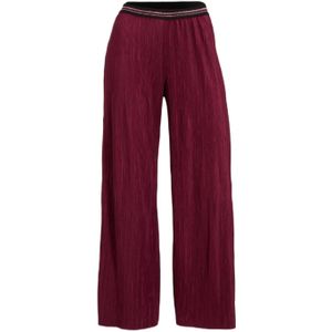 anytime plisse wide leg broek bordeauxrood