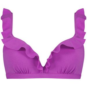 Beachlife voorgevormde beugel bikinitop met ribstructuur en ruches paars