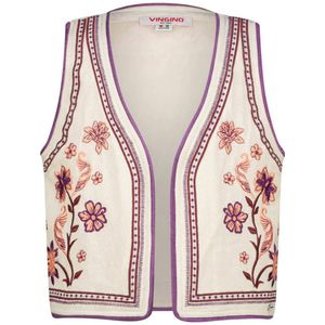 Vingino gebloemd gilet Tariqa beige/paars