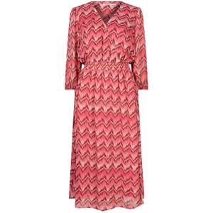 Esqualo jurk met all over print roze/ rood/ oranje