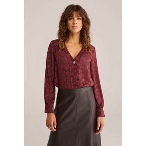 WE Fashion - Blouse - V-hals - Dames - Met Structuur - All-over Vlekjesprint