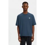 SELECTED HOMME relaxed T-shirt met backprint blauw