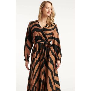Smashed Lemon - Midi Jurk - Dierenprint - Bruin en Zwart