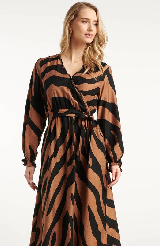 Smashed Lemon - Midi Jurk - Dierenprint - Bruin en Zwart