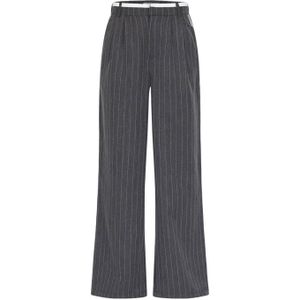 SisterS Point high waist straight fit broek met krijtstreep grijs