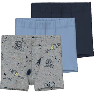 NAME IT MINI boxershort - set van 3 grijs/blauw/donkerblauw