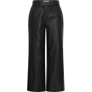 Expresso imitatieleren wide leg high waist culotte zwart