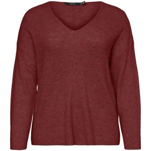 VERO MODA CURVE gebreide trui donkerrood met lurex