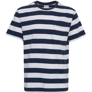 Solid gestreept regular fit T-shirt blauw/wit