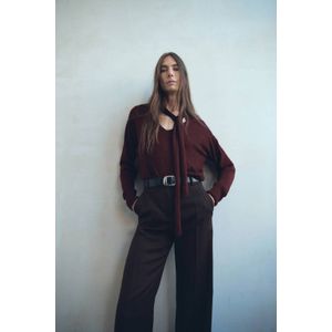 Mango pullover met wol donkerrood