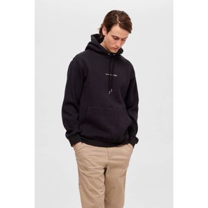 SELECTED HOMME hoodie SLHHANKIE met logo zwart