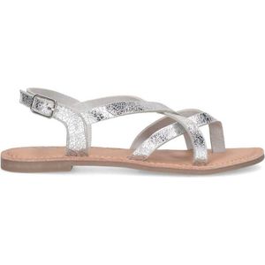 Sacha leren sandalen zilver