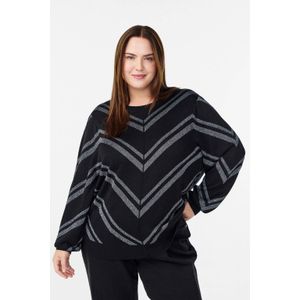 Zizzi gestreepte gebreide trui zwart