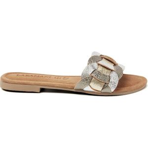 Lazamani leren slippers zilver/goud