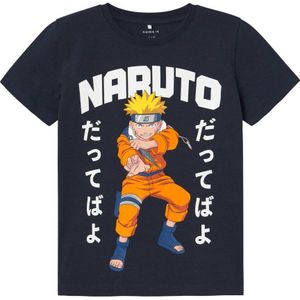 NAME IT KIDS T-shirt NKMMACAR NARUTO met printopdruk donkerblauw