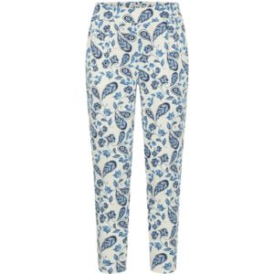 ICHI cropped regular fit broek IHKATE met paisleyprint blauw/ donkerblauw/ ecry