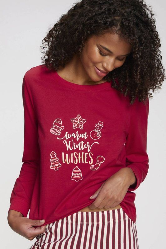 Lascana - Pyjama - Rood - Met Kerstprint