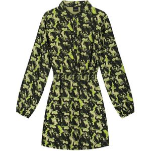 NIK&NIK gebloemde blousejurk Vonne licht groen/olijfgroen