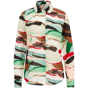 WE Fashion blouse met all over print groen/bruin/rood