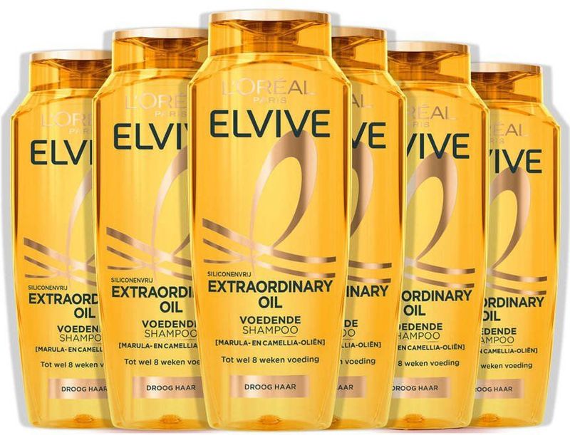 L'Oréal Paris Elvive Extraordinary Oil Shampoo - Voor droog haar - Bevat Marula- en Camellia-oliën - 6 x 250ML