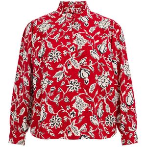WE Fashion Curve gebloemde blouse rood/ecru